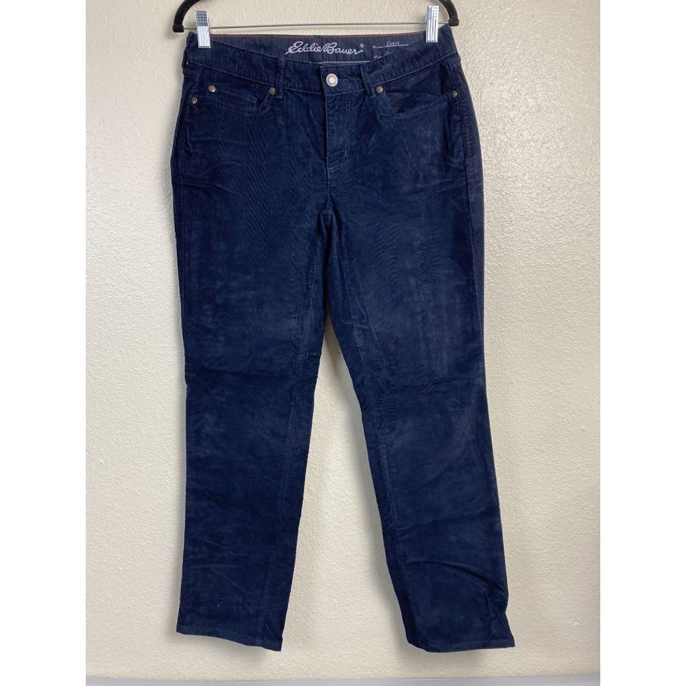Eddie Bauer Womens‎ Size 6 Corduroy 5-Pockets Pants Straight Fit Navy Blue 90s